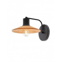 VALEZ WL 1x42W Nástěnné svítidlo, těleso kov, povrch černá, stínítko dřevo světlé, pro žárovku 1x42W, E27, 230V, IP20, tř.1, rozměry d=240mm, h=205mm.