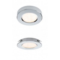 FARMAR BI/PL 3W Stropní podhledové nebo přisazené bodové svítidlo, těleso hliník, povrch bílá/chrom, difuzor plast, LED 3W, 308lm, neutrální 4000K, Ra85, 230V, IP20, tř.1, rozměry d=70mm, h=14mm.