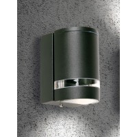 KLER ROUND nástěnné 2X28W GU10 Stropní venkovní nástěnné svítidlo, těleso hliník, povrch černá mat, difuzor polykarbonát transparentní, pro žárovku 2X28W, GU10, 230V, IP44, tř.1, rozměry 110x229x109mm