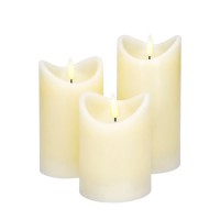 SL 3x svíčka 3LED SADA 3 voskových LED svíček, materiál vosk a plast, 3xLED, teplá, přirozeně blikající plamen, 3xAAA baterie, IP20, rozměry d=75mm, h=100+120+150mm.