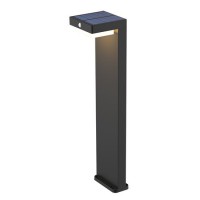 NESPO FL 5W SOLAR Sloupkové venkovní svítidlo, těleso černá, PIR senzor pohybu záběr 120°, dosah 7m, LED 5W, 400lm, teplá 3000K, Ra80, napájení solární panel, baterie, trvale 1h, IP54, 120x114x500mm, svítí dolů.