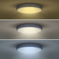 GREY 48W/60W CCT Stropní svítidlo, těleso kov, povrch imitace beton, dif plast opál, LED 48W/60W, dálk ovl. (součástí) lze nastavit CCT teplá 3000K - denní 6500K, stmív, 230V, IP20, rozměry dle typu.