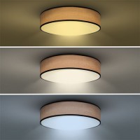 BROWNIE 48W/60W CCT Stropní svítidlo, těleso kov, černá, stínítko textil juta, dif plast opál, LED 48W/60W, dálk ovl. (součástí) lze nastavit CCT teplá 3000K - denní 6500K, stmív, 230V, IP20, rozměry dle typu.
