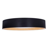 BRUZ 48W CCT Stropní svítidlo, těleso kov, povrch vnější bílá/černá, vnitřní imitace dřevo světlé, dif plast opál, LED 48W,3360lm, dálk.ovl. nast. CCT teplá 3000K-denní 6500K, stmívání, 230V, IP20, rozměry d=390mm, h=70mm.
