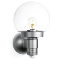 SCUTI senzor PIR VENKOV Nástěnné venkovní svítidlo, senzor PIR, dosah 12m, záběr 240°, 2-2000lx, doba 5s-15min, materiál plast, povrch stříbrná, bílá, kryt plast transparentní, pro žárovku 1x60W, E27, 230V, IP44, tř.2, rozměry 330x215x257mm