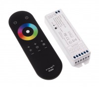 VOCO, 12V/180W, 24V/360W, 15A RGBW Sada - RF bezdrátový ovladač pro řízení RGBW LED pásků, 12V/180W, 24V/360W, 15A, dosah 30m, rozměry 122x37x21mm.