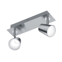 GALLIPOT LED 2X6W Stropní svítidlo, nastavitelný směr svícení, materiál kov, povrch nikl mat, bílá mat, difuzor plast opál, LED 2x6W, teplá 3000K, 2x550lm, 230V, IP20, tř.1, rozměry 285x160x95mm, vč. vypínače