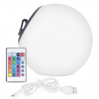 PITKO LED 1,2W, RGB Zahradní svítidlo, těleso plast černá, difuzor plast opál, LED 1,2W, pomocí dálk ovladače (včetně) stmívatelné, RGB, napájení baterie 3,7V 18000 mAh, IP44, rozměry d=200mm.