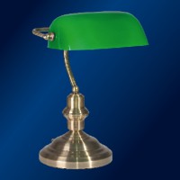 LISAR Stolní lampa, těleso kov, povrch patina, stínítko sklo zelená, pro žárovku 1x60W, E27, 230V, IP20, tř.1, rozměry l=300mm, h=400mm.