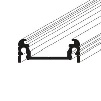 CHENO PROFIL PŘISAZENÝ, 24x9mm Přisazený profil pro LED pásky, materiál hliník, povrch surový/bílý/elox šedostříbrný mat/černý, max šířka LED pásků 14mm, rozměry 24x9mm, délka dle typu