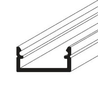 FRITILA PROFIL 6,6x14,4mm Přisazený profil pro LED pásky, materiál hliník, povrch surový/bílý/elox šedostříbrný mat/černý, max šířka LED pásků 12mm, rozměry 6,6x14,4mm, délka dle typu