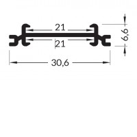 NUPHAR 30,6x6,6mm Profil pro LED pásky, vnitřní přepážka, materiál hliník, povrch elox šedostříbrný mat, max šířka LED pásků 18mm, rozměry 30,6x6,6mm, délka dle typu