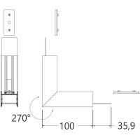 NUPHAR 02 SPOJKA 270 Spojovací komponent profilu, vertikální, 270°, materiál hliník+polykarbonát PC, povrch bílá/černá/elox, rozměry 100x35,9mm