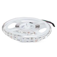 LED pásek RGB 60LED/m, 10W, 24V LED pásek RGB - červená, zelená, modrá, 60LED/m, 10W/m, 24V, dělení po 50mm, rozměry w=10mm, l=5000mm, cena za 1m