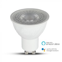 SMART Bulb GU10 GA AA WiFi CCT RGB Chytrá LED žárovka 5W, GU10, Ra80, 230V, pomocí aplikace Google Assistant, Amazon Alexa nastavitelná teplota CCT 2700K-6400K, stmívatelná, 16 milionů barev RGB červená, zelená, modrá, d=51mm, l=57mm