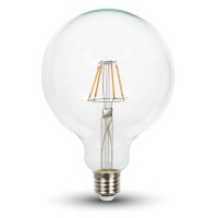 LED žárovka E27 6W 806LM D=125MM LED žárovka, těleso kov šedostříbrná, krycí sklo čiré, LED 6W, teplá 2700K, 806lm, E27, 230V, rozměry d=125mm, h=177mm