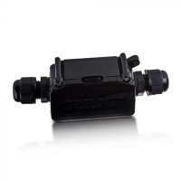 CA-BOX B 2x IP65 Spojovací, kabelová krabice, materiál plast černá, pro 2 kabely d=8-12mm, vodiče 3x0,5-2,5mm2, 230V, IP65, rozměry 123x46x33mm