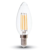 LED žárovka E14 4W 400LM 2700K LED žárovka svíčková, těleso kov šedostříbrná, krycí sklo čiré, LED 4W, teplá 2700K, 400lm, E14, 230V, tř.1, rozměry d=35mm, h=100mm
