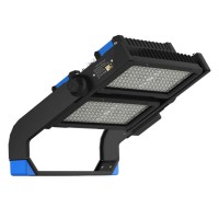 HROS LED 500W IP65 SVĚTLOMET Světlomet, reflektor, dvounásobné, těleso hliník, povrch černá, krycí sklo čiré, modré detaily, LED 500W, neutrální 4000K, 62500lm, vyzař. úhel 60°/120°, 230V, IP65, tř.1, rozměry 564x137x510mm