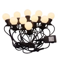 LED ŘETĚZ 10X0,5W IP40 LED řetěz, materiál plast, povrch černá, LED 10x0,5W, teplá 3000K, nebo denní 6000K, 230V, IP40, tř.1, rozměry l=5000mm