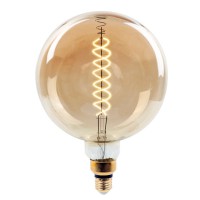 LED E27 8W 500LM G200 STMÍVATELNÁ LED žárovka, těleso kov měděná, kryt sklo žlutá, LED 8W, teplá 2000K, 500lm, E27, G200, stmívatelná, 230V, tř.1, rozměry d=200mm, h=280mm