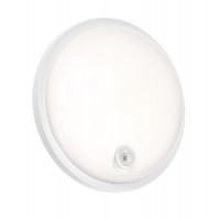 FULO R LED 20W, IP54, PIR, IK10 Stropní, nebo nástěnné venkovní svítidlo, PIR senzor pohybu, záběr 120°, dosah 5m, čas svícení 2min, materiál plast bílá, difuzor plast opál, LED 20W, 2300lm, neutrální 4000K, 230V, IP54, IK10, tř.2, rozměry d=220mm, h=60mm.