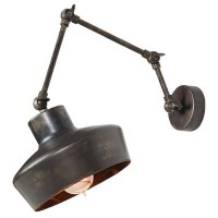 METOLART WALL 1X40W E27 Nástěnné svítidlo lampa s ramenem, nastavitelný směr svícení, základna kov, stínítko kov, povrch ocel antická zašlá, pro žárovku 1x40W, E27, 230V, IP20, tř.1. rozměry stínítko d=200mm h=140mm, rameno l=400mm