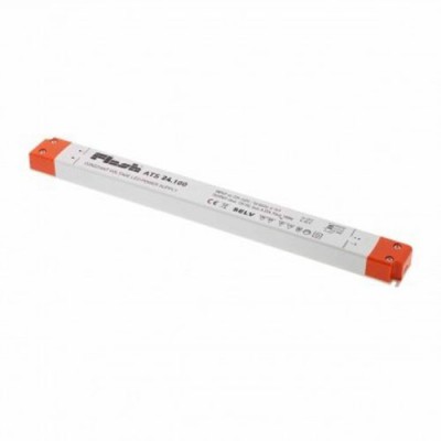 LED zdroj 24V, 100W, 312x18x30mm Napájecí zdroj pro LED, napěťový, materiál polykarbonát, povrch bílá, vstup 230V, výstup: 24V, 100W, 4,17A, IP20, tř.2, rozměry 312x18x30mm