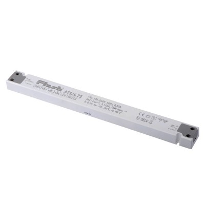 LED zdroj 24V 75W Napájecí zdroj LED, napěťový, materiál polykarbonát, povrch bílá, vstup 230V, výstup: 24V, 3,12A, 75W, IP20, tř.2, rozměry 17x30x305mm