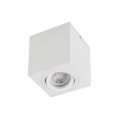 DONATELLO 1x50W GU10 Stropní, přisazené, bodové svítidlo, výklopné +-15°, materiál hliník, povrch bílá, pro žárovku 1x50W, GU10, ES50, 230V, IP20, tř.1, rozměry 90x95x90mm