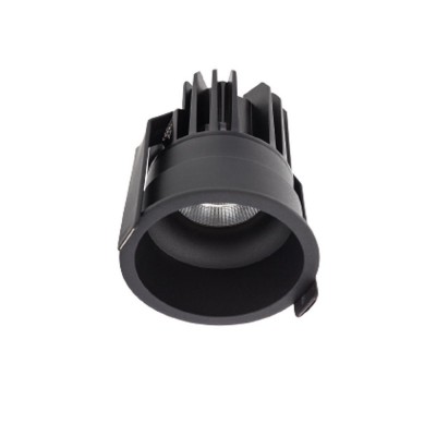 BELORS 500MA Stropní, podhledové, bodové komínkové svítidlo, materiál hliník, povrch černá, krycí sklo čiré, LED 11W, neutrální 4000K, 500mA, vyzař. úhel 50°, IP20, Ra80, tř.3, d=82mm, h=75mm, trafo samostatně