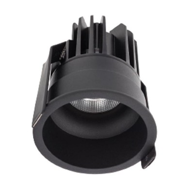 BELORS LED vestavné Podhledové, bodové svítidlo, materiál hliník bílá, nebo černá, nebo zlatá, krycí sklo čiré, LED 11W/880lm/500mA, 24V, nebo 15W/1200lm/700mA, 22V, teplá 2700K, UGR<19, Ra90, IP20, tř.3, rozměry d=82mm, h=75mm, bez trafa