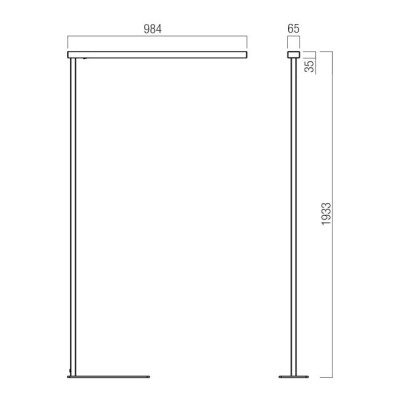 SPORET FL 48W Stojací kancelářská lampa, těleso hliník, povrch bílá, dif plast opál, LED 48W, 4142lm, neutrální 4000K, vyzař úhel 100°/nahoru, 80°/dolů, UGR<19,  230V, IP40, 65x1933x984mm, svítí nahoru/dolů