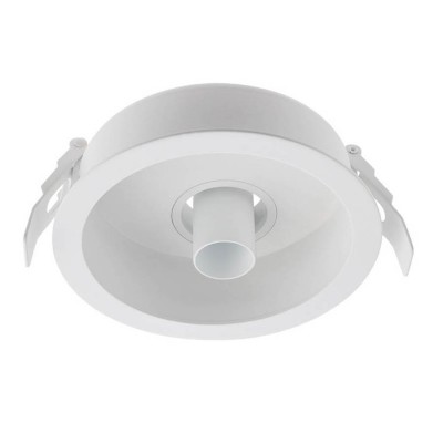 DELENO LED 9W klip Vestavné, bodové svítidlo, nastav směr sv, materiál hliník bílá, krycí plast transp, LED 9W, 700lm, neutrální 4000K, UGR<10, vyzař. úhel 18°, Ra90, 230V, IP20, tř.2, d=140mm, h=113mm, vč traf