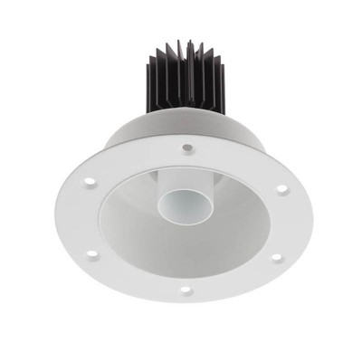 DELENO LED 9W Vestavné, bodové svítidlo, nastav směr sv, materiál hliník bílá, krycí plast transp, LED 9W, 630lm, teplá 2700K, UGR<10, vyzař. úhel 18°, Ra90, 230V, IP20, tř.2, d=125mm, h=112mm, vč trafa