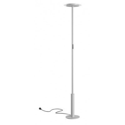 LETR FL 45W DIM Stojací kancelářská lampa, těleso kov, povrch bílá, dif plast opál, LED 45W, 6240lm, teplá 3000K, vyzař úhel 115°, Ra90, dotyk. stmív., 230V, IP40, d=298mm, h=1900mm.