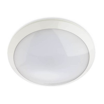 RANER LED IP66 se senzorem HF kruhové Stropní venkovní svítidlo, senzor HF, dosah 16m, záběr 120°, čas 5s-30min, materiál plast, povrch bílá, difuzor plast opál PC, LED 20W, 2565lm/neutrální 4000K, nebo 2380lm/teplá 3000K, 230V, IK10, IP66, Ra80, tř.2, d=308mm, h=89mm