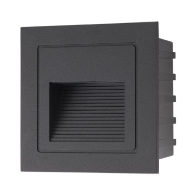 MINERLA LED 2W IP65 Vestavné svítidlo do stěny, těleso hliník, povrch černá, nebo bílá, difuzor plast transparentní, LED 2W, teplá 3000K/89lm, neutrální/98lm, 230V, IP65, Ra80, tř.1, rozměry 85x85x55mm, vč. montážního boxu, svítí dolů