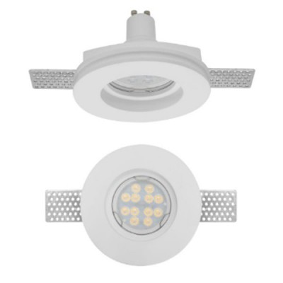 BOLETO GU10 1X35W KRUHOVÉ Stropní, podhledové, bezrámečkové, bodové svítidlo, materiál sádra, povrch bílá, pro žárovku 1x35W, GU10, ES50, 230V, IP20, tř.1, rozměry d=100mm, h=85mm