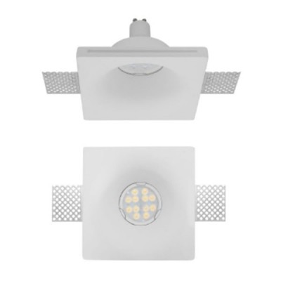 BOLETO 1x35W GU10 čtverec Stropní, vestavné, bezrámečkové, bodové svítidlo, materiál sádra, povrch bílá, pro žárovku 1x35W, GU10, ES50, 230V, IP20, tř.1, rozměry 130x130x105mm