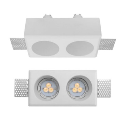 BOLETO 2x35W GU10 kruhové Stropní, podhledové, bezrámečkové, bodové svítidlo, materiál sádra, povrch bílá, pro žárovku 2x35W, GU10, ES50, 230V, IP20, tř.1, rozměry 110x80x150mm