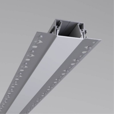 PRF profil IV Zápustný profil pro instalaci LED pásků do sádrokartonu, materiál hliník, difuzor plast opál, povrch šedá, max šířka LED pásku 20,5mm, rozměry 85x24mm, délka l=3m, vč. 2 koncovek.