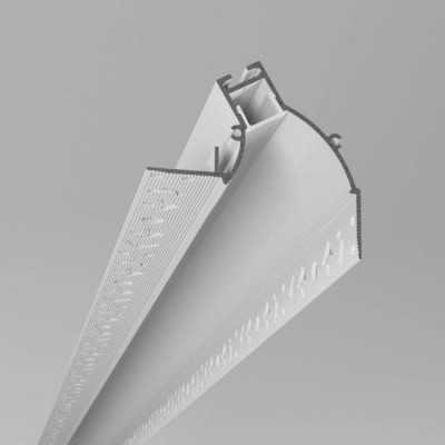 PRF profil XII, ASYMETRICKÝ Zápustný profil pro instalaci LED pásků do sádrokartonu, materiál hliník, povrch bílá, difuzor plast opál, pro LED pásky w=12mm, rozměry 64,5x60mm, délka l=3000mm, vč. 2 koncovek.
