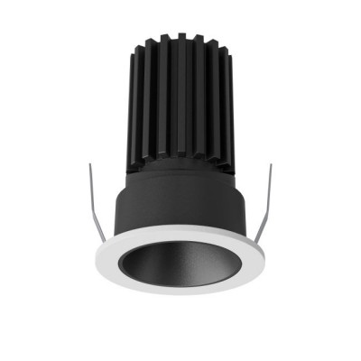 USTOR R 8W Podhledové bodové svítidlo, výklopné 30°, materiál hliník, povrch vnitřní černá, rámeček bílá, LED 8W, 780lm, teplá 3000K, Ra90, vyzař úhel 36°, 230V, IP40, tř.2, rozměry d=52mm, h=90mm.