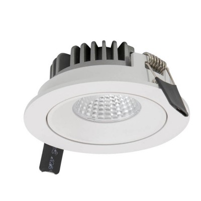 ZENTO LED bodové Vestavné, bodové svítidlo, výklopné +-30°, materiál hliník bílá, krycí plast transp, LED 12W, 1448lm, teplá 3000K, UGR<16, vyzař. úhel 38°, Ra90, 230V, IP20, tř.2, d=100mm, h=40mm, vč trafa