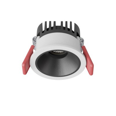 USQUE R 6W IP40 Podhledové bodové svítidlo, výklopné 30°, materiál hliník, povrch vnitřní černá, rámeček bílá, LED 6W, 780lm, teplá 3000K, Ra90, vyzař úhel 36°, 230V, IP40, tř.2, rozměry d=62mm, h=46mm.