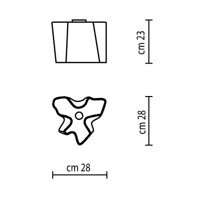 LOGICO SOFFITTO MINI Stropní, přisazené svítidlo, základna kov, povrch šedostříbrná, difuzor sklo satinované, pro žárovku 1x100W, E27, A60, IP20, 280x280mm, h=230mm