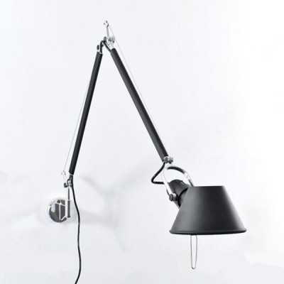 TOLOMEO MICRO PARETE Těleso lampy těleso hliník, povrch elox černá, pro žárovku 1x60W, E14, 230V, IP20, ramena cca 2x cca 300mm, celková délka 740mm, kabel 2m s vyp, bez nástěnného úchytu