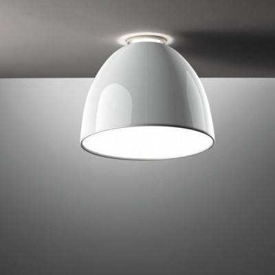 NUR GLOSS SOFFITTO MINI LED Stropní svítidlo, klobouk hliník, povrch bílá lesk, difuzor plast, LED, 30W, teplá 2700K, 1396lm/cca 70W, žár., 230V, IP20, tř.1, d=360mm, h=280mm, svítí nahoru/dolů