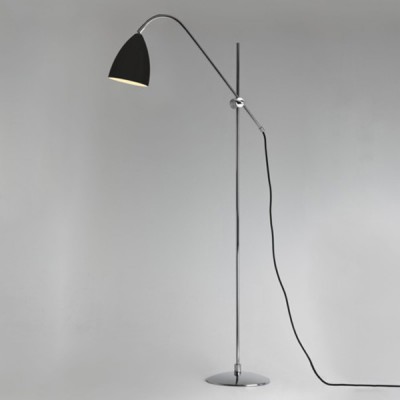 BIZMIT stojací lampa 42W E27 Stojací lampa, nastav kryt, sklápěcí rameno, zákl kov, povrch chrom lesk, kryt kov vnější černá, vnitřní bílá, pro žár 42W, E27, 230V, IP20, tř.2, rozměry 1700x660mm, vypínač na kabelu